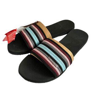Havaianas slide sandals You Malta Mix multicolor stripes size 8 flat